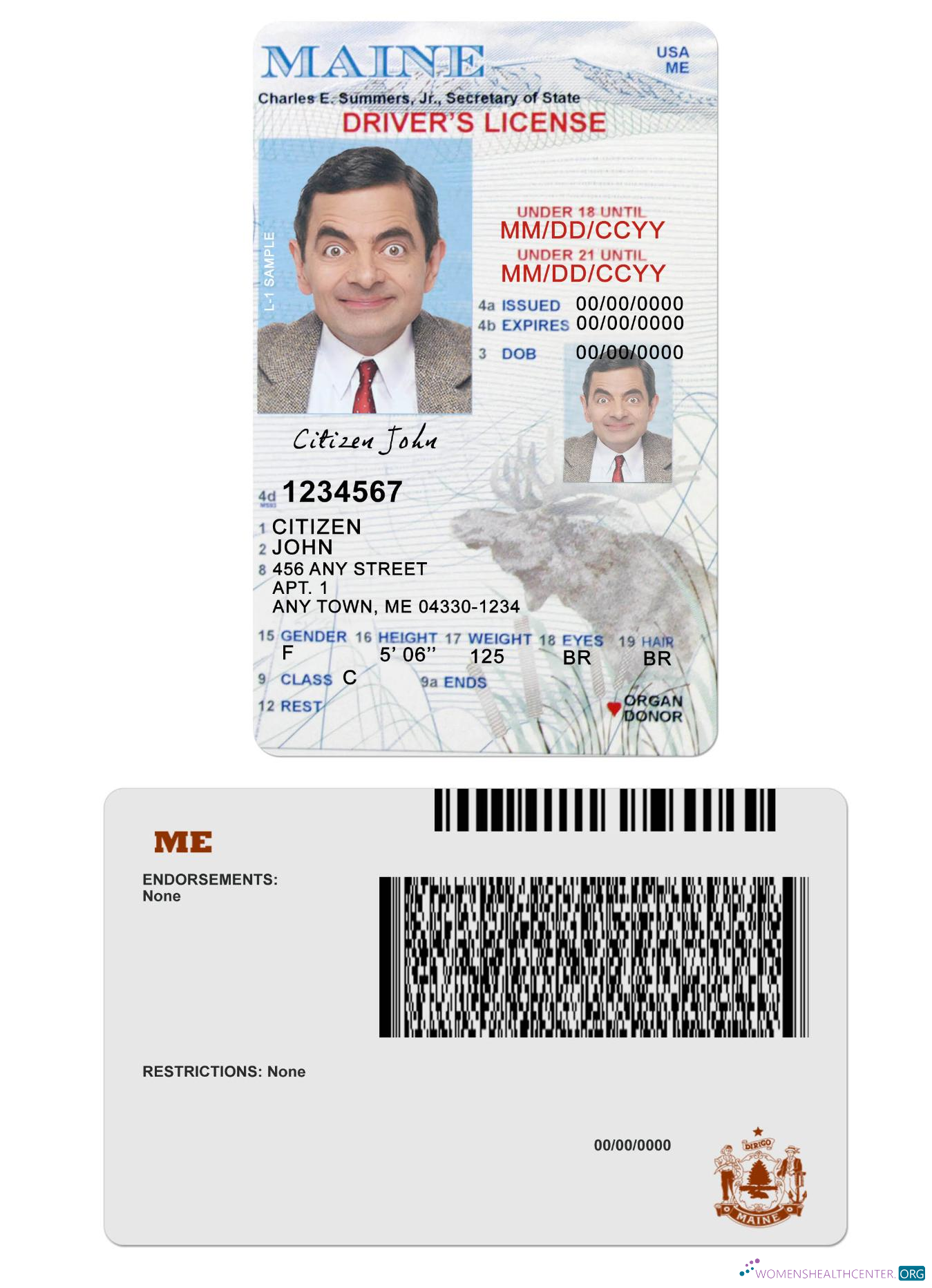 download USA Maine driving license under 21